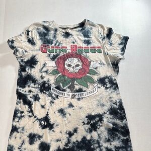 Black and Cream Short Sleeve Tie-Dye Tee